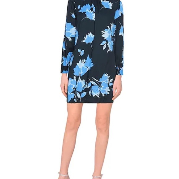 Mariela Rosati Floral Blue and Black Dress EURO SZ 44 NEW Made in Italy - Picture 1 of 4